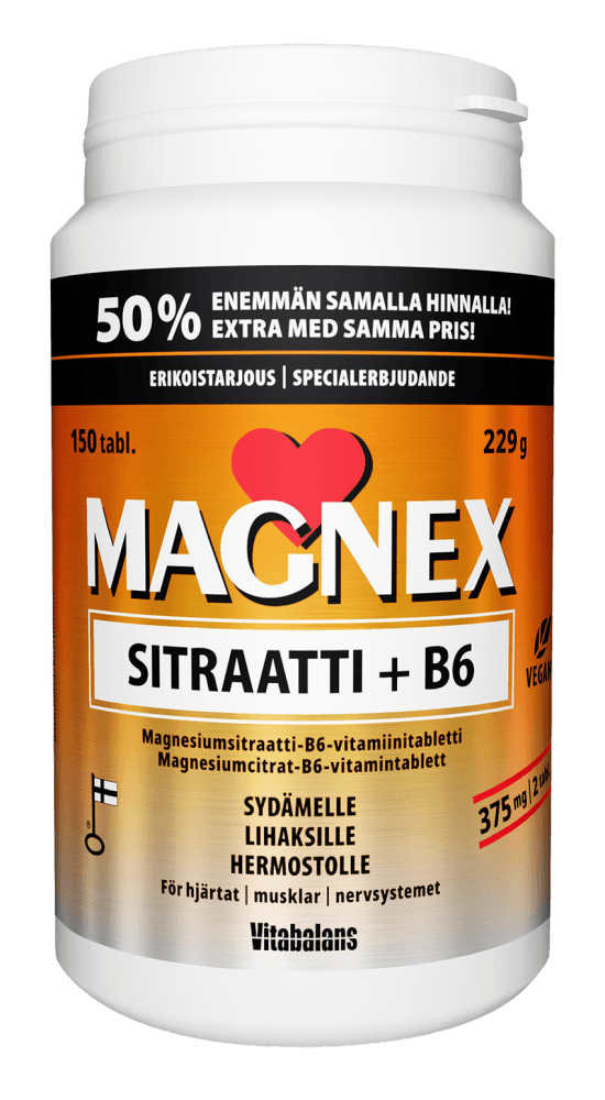Magnex Sitraatti 375 Mg + B6 - Apteekki 360 Helsinki - Verkkoapteekki