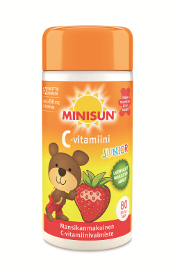 Minisun Junior C-Vitamiini Mansikka - Apteekki 360 Helsinki - Verkkoapteekki
