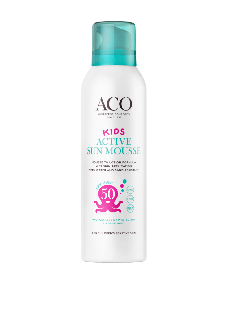 Aco Sun Kids Active Mousse Spf 50 Hajusteeton - Apteekki 360 Helsinki - Verkkoapteekki
