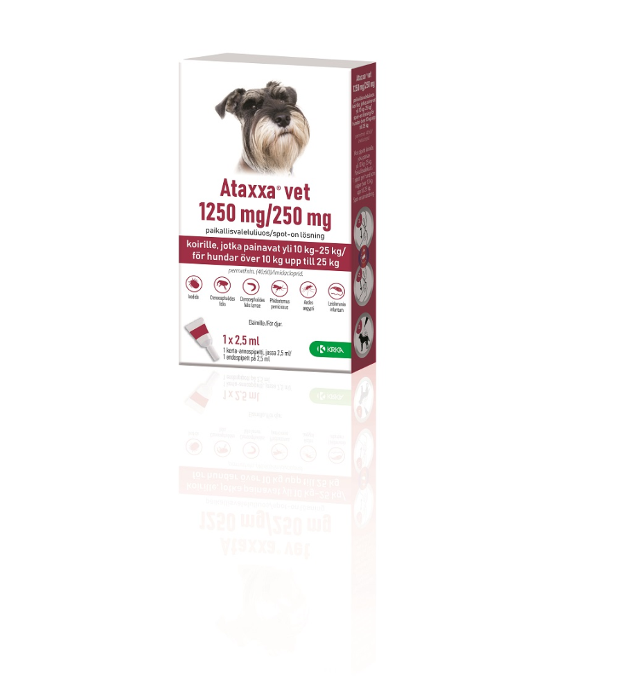 Ataxxa Vet 250 Mg/1250 Mg Paikallisvaleluliuos Koirille Yli 10 Kg-25 Kg - Apteekki 360 Helsinki - Verkkoapteekki