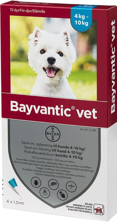 Bayvantic Vet Koirille 4-10 Kg 100 Mg/500 Mg Paikallisvaleluliuos - Apteekki 360 Helsinki - Verkkoapteekki