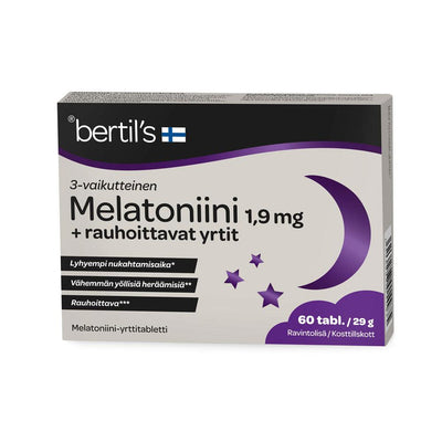 Bertils Melatoniini 1,9 Mg + Rauhoittavat Yrtit - Apteekki 360 Helsinki - Verkkoapteekki