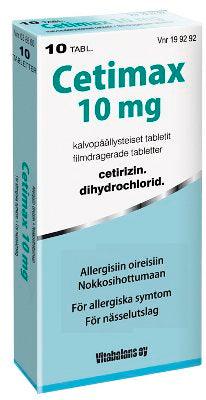 Cetimax 10 Mg Tabl, Kalvopääll - Apteekki 360 Helsinki - Verkkoapteekki