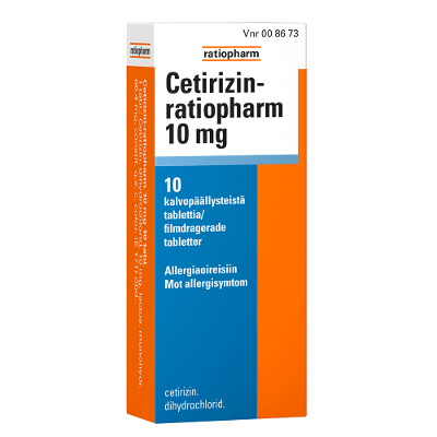 Cetirizin-Ratiopharm 10 Mg Tabl, Kalvopääll - Apteekki 360 Helsinki - Verkkoapteekki