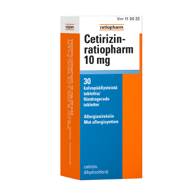 Cetirizin-Ratiopharm 10 Mg Tabl, Kalvopääll - Apteekki 360 Helsinki - Verkkoapteekki