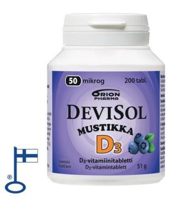 DeviSol Mustikka 50 mcg - D-vitamiini - Apteekki 360 Helsinki - Verkkoapteekki