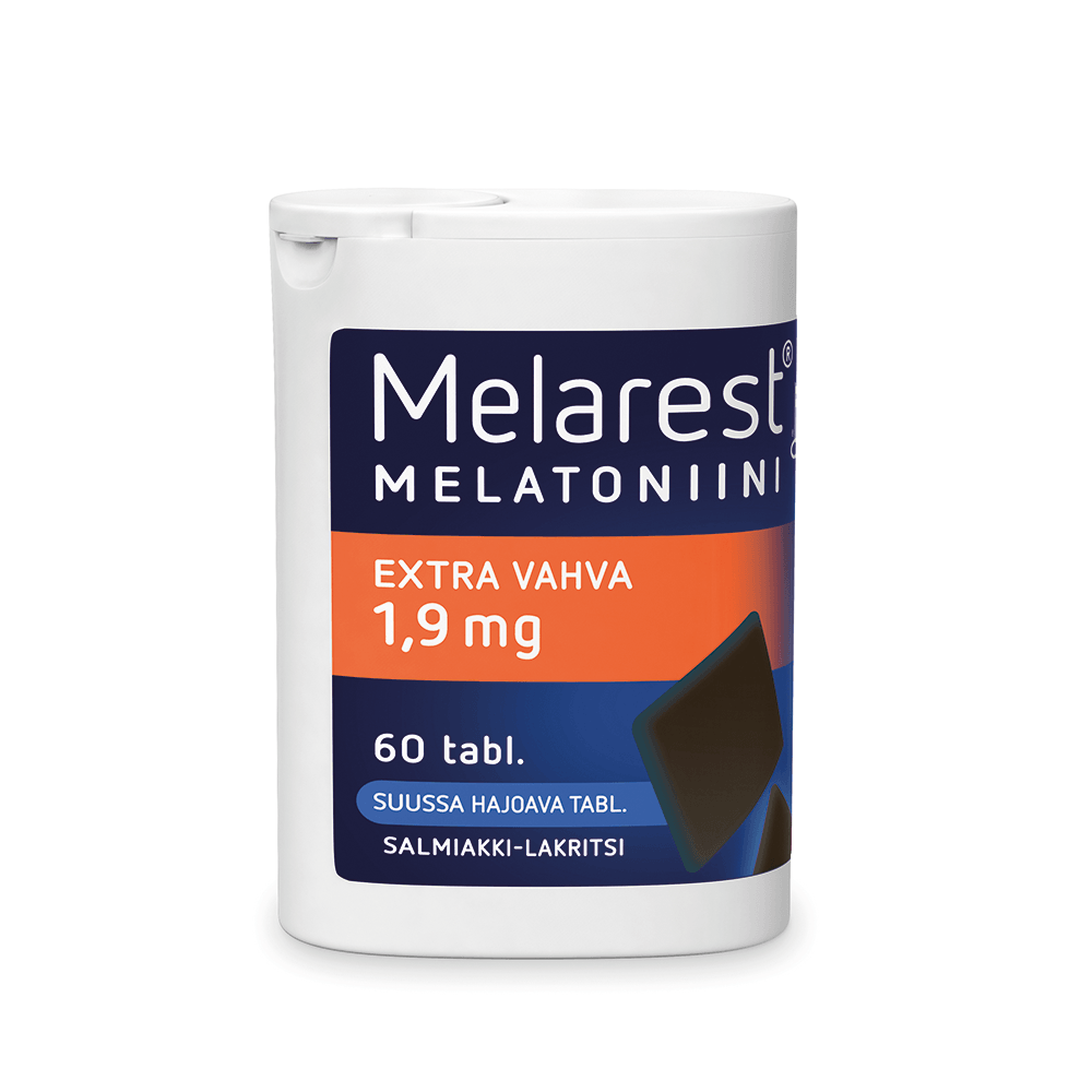 Melarest Melatoniini Extra Vahva 1,9 mg, Salmiakki - Apteekki 360 Helsinki - Verkkoapteekki