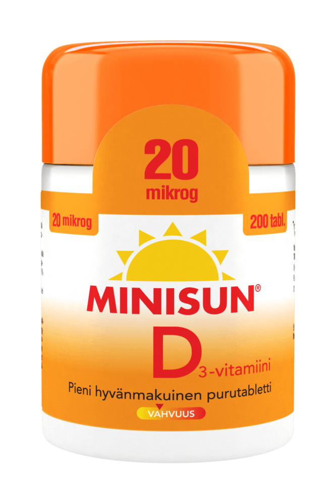 Minisun D-Vitamiini 20 mikrog - Apteekki 360 Helsinki - Verkkoapteekki