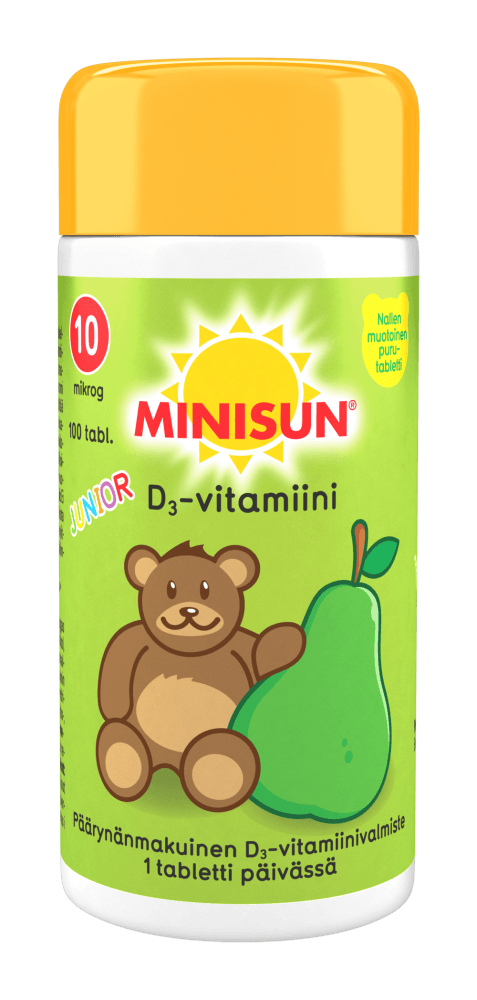 Minisun D-Vitamiini lapselle 10 Mcg Päärynä Junior Nalle - Apteekki 360 Helsinki - Verkkoapteekki