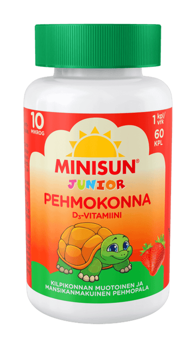 Minisun D-Vitamiini lapselle Pehmokonna Mansikka 10 mcg - Apteekki 360 Helsinki - Verkkoapteekki