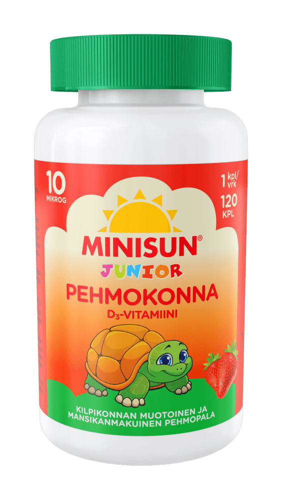 Minisun D-Vitamiini lapselle Pehmokonna Mansikka 10 mcg - Apteekki 360 Helsinki - Verkkoapteekki