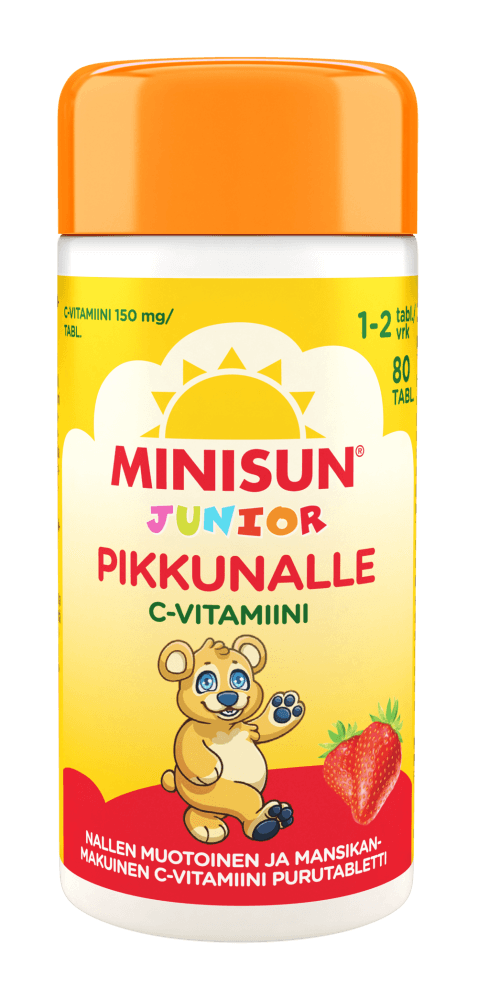 Minisun Junior C-Vitamiini lapselle Mansikka - Apteekki 360 Helsinki - Verkkoapteekki