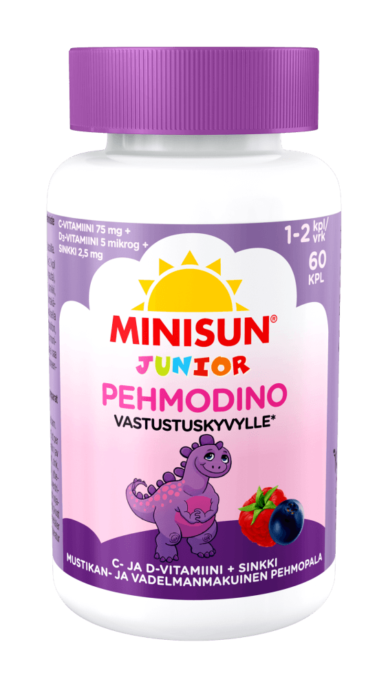 Minisun Pehmodino Super Defence - Monivitamiini lapselle - Apteekki 360 Helsinki - Verkkoapteekki