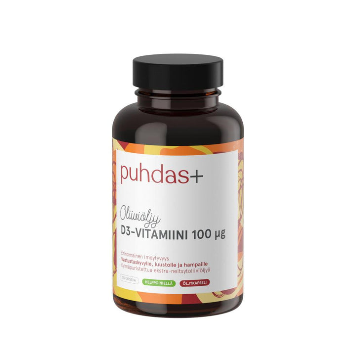 Puhdas+D3-Vitamiini Oliiviöljyssä 100 mcg - Apteekki 360 Helsinki - Verkkoapteekki