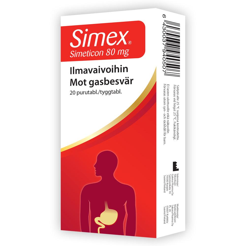 Simex 80 Mg Purutabl Simeticon - Apteekki 360 Helsinki - Verkkoapteekki